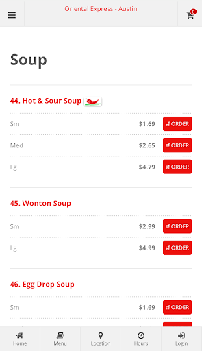 Oriental Express Austin Order Screen 3