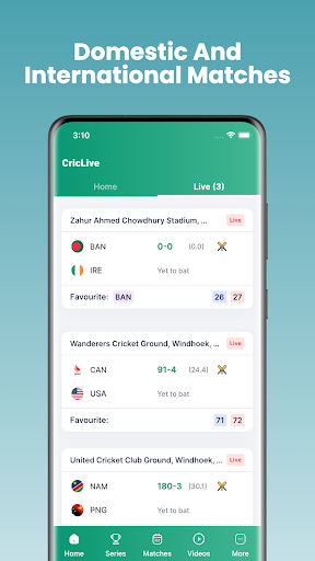 CricLive - Live Cricket Scores Screen 2