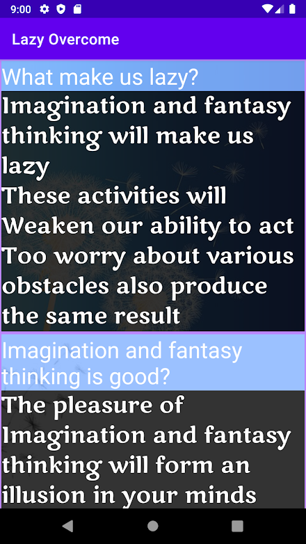 lazy overcome Screen 2