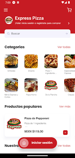 Android application Express Pizza screenshort