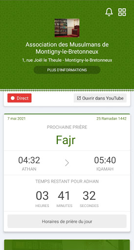 Android application Mosquée Montigny-le-Bretonneux screenshort