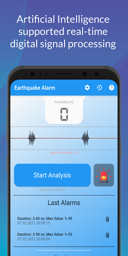 Android application Earthquake Alarm screenshort