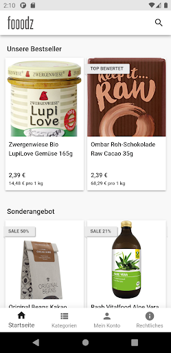 Android application fooodz screenshort