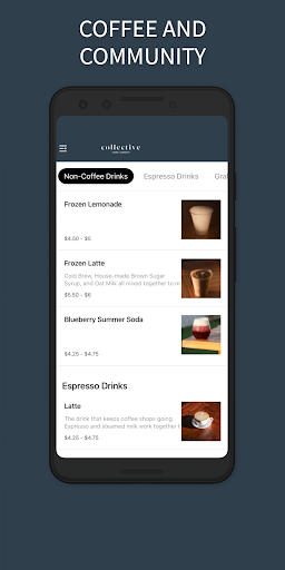 Android application Collective Coffee screenshort