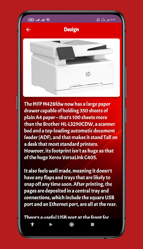 Android application Laserjet Pro MFP M428fdw manul screenshort