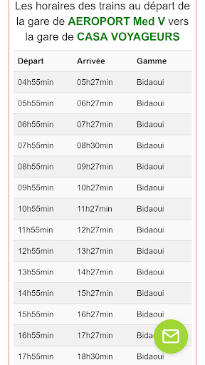 Schedules of Trains Morocco Screen 2