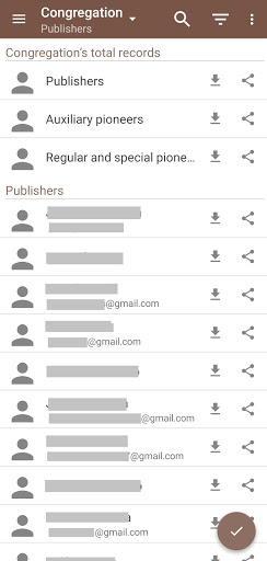 Screenshot of Congregation's Secretary