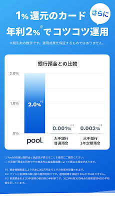 Pool 年利2%で運用、買物でも1% -プールのおすすめ画像2