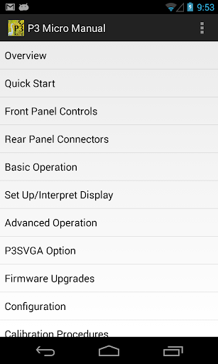 Android application P3 Micro Manual screenshort