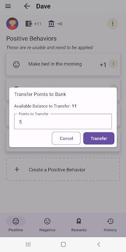 Android application Rewardster - Behavior chart screenshort