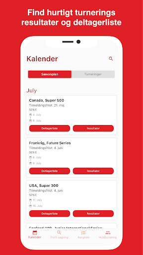 Android application BadmintonPlayer+ screenshort