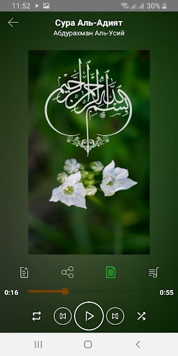 Android application Сура Аль-Адият аудио и текст screenshort