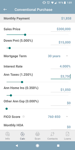 Screenshot of Options Financial Mortgage