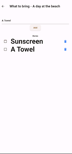 What to bring Screen 2