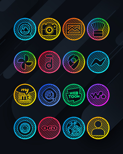 Screenshot of Lines Circle - Neon Icon Pack