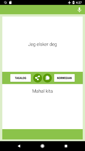 Tagalog-Norwegian Translator Screen 2