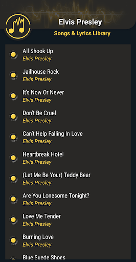 Elvis Presley Songs Screen 2