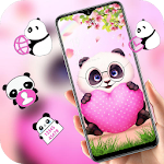 Cover Image of Download Pink Cartoon Panda Love theme  APK