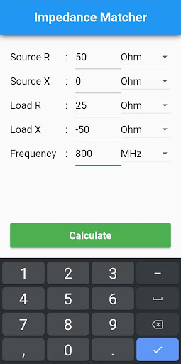 Android application Impedance Matcher screenshort