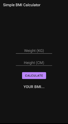 Android application Simple BMI Calculator screenshort