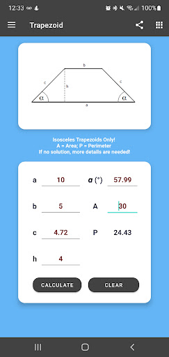 Android application Geometry Calculator screenshort