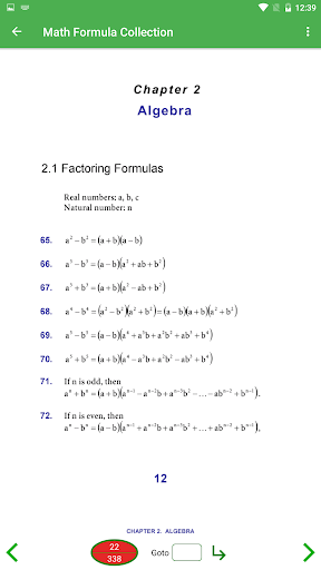 Mathematics Formula Collection Screen 3