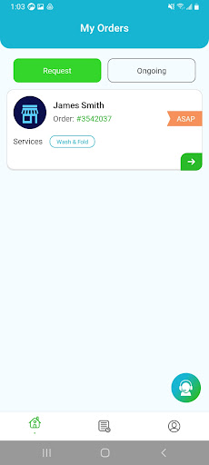 Android application Laundry PickUp Providers screenshort