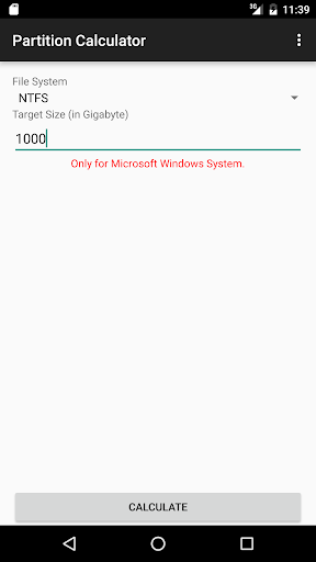 Android application Partition Calculator (Paid) screenshort