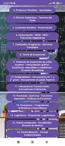 Álgebra Preuniversitario Screen 2
