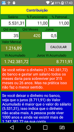 Android application Previdência Simulação screenshort