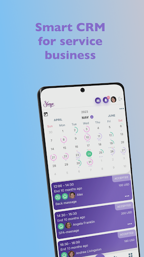 Android application Business CRM, client booking screenshort