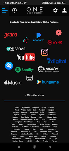 Android application One Music Records Dashboard screenshort