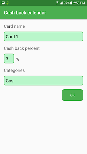 Cash back calendar Screen 3