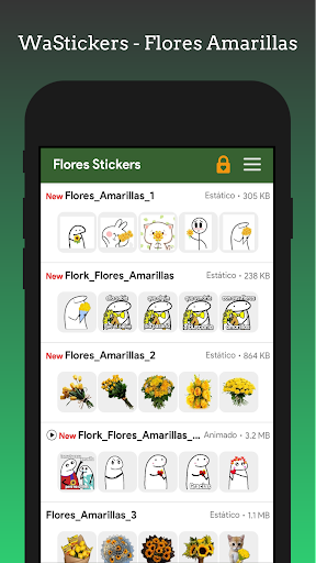 Android application WaStickers de Flores Amarillas screenshort