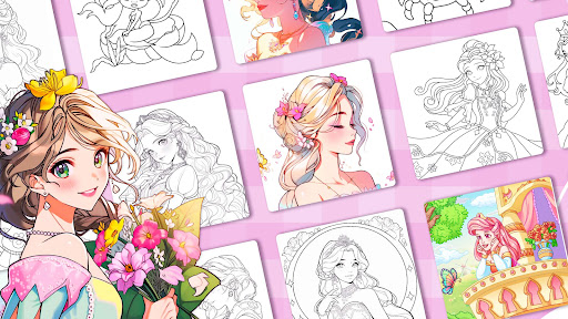 Android application Princess Coloring:Drawing Game screenshort