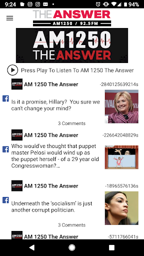 Android application AM 1250 The Answer screenshort