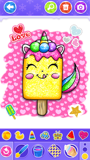 Glitter Ice Cream Coloring Screen 2