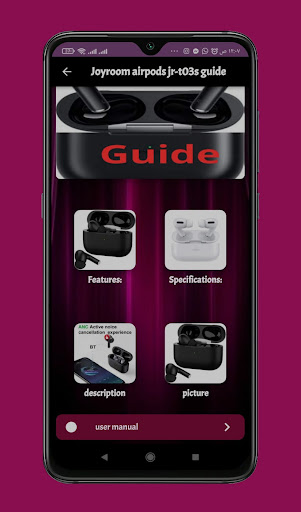 Android application Joyroom airpods jr-t03s guide screenshort