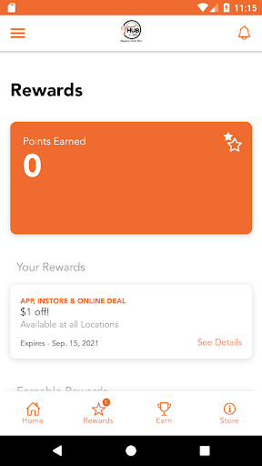 Android application THub Cafe Rewards screenshort