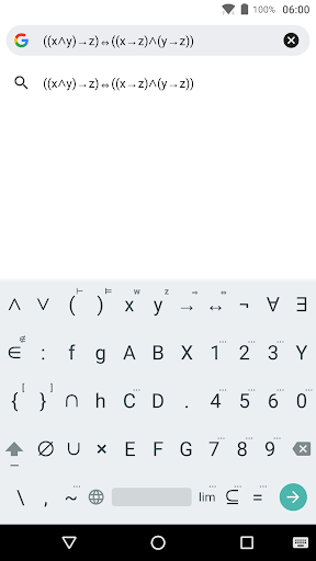 Set Theory Keyboard Screen 3