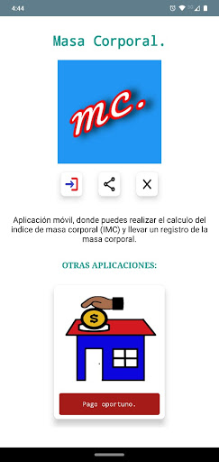 Android application Masa Corporal. screenshort