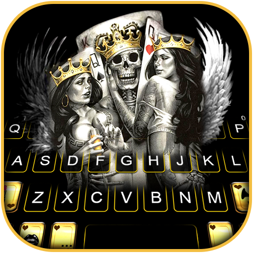 Gangster Poker Skull Keyboard Logo