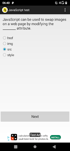 Android application JavaScript test screenshort