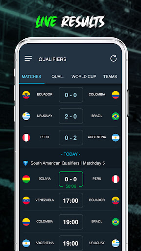 Android application South american qualifiers screenshort