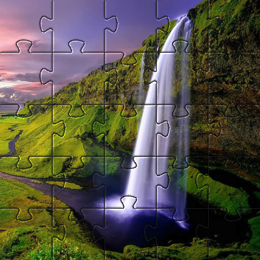 Waterfall jigsaw puzzles games logo