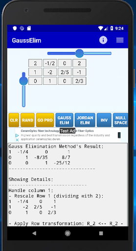 Android application Gauss Elimination Calculator screenshort