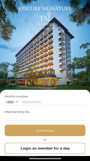 Android application Epicure Signature Taj Pamodzi screenshort