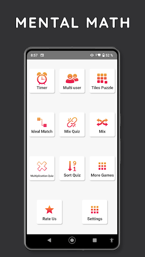 Android application Mental Math screenshort