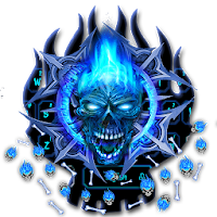 Blue Flaming Skull Gravity Keyboard Theme