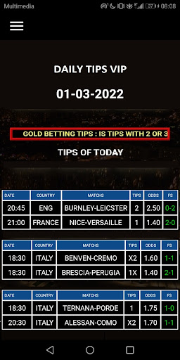 Betting Tips VIP-HT/FT Tips Screen 3